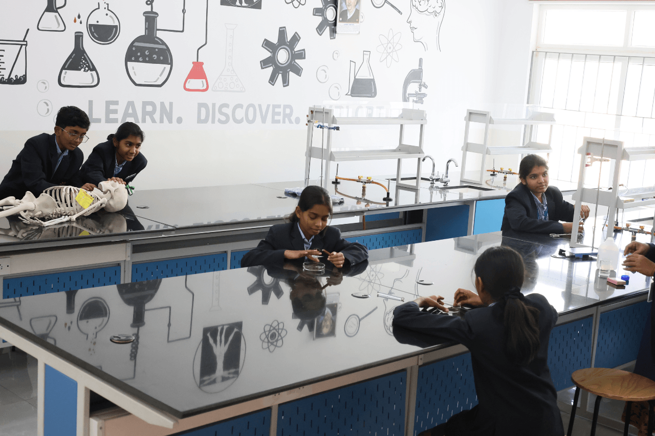 Advanced science laboratory facilities at The Oakrich International School, Chittoor.