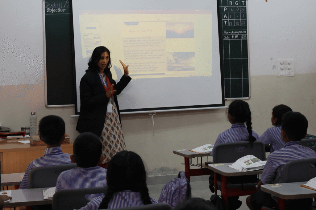 Smart classroom with digital boards and interactive learning tools at The Oakrich International School Chittoor.